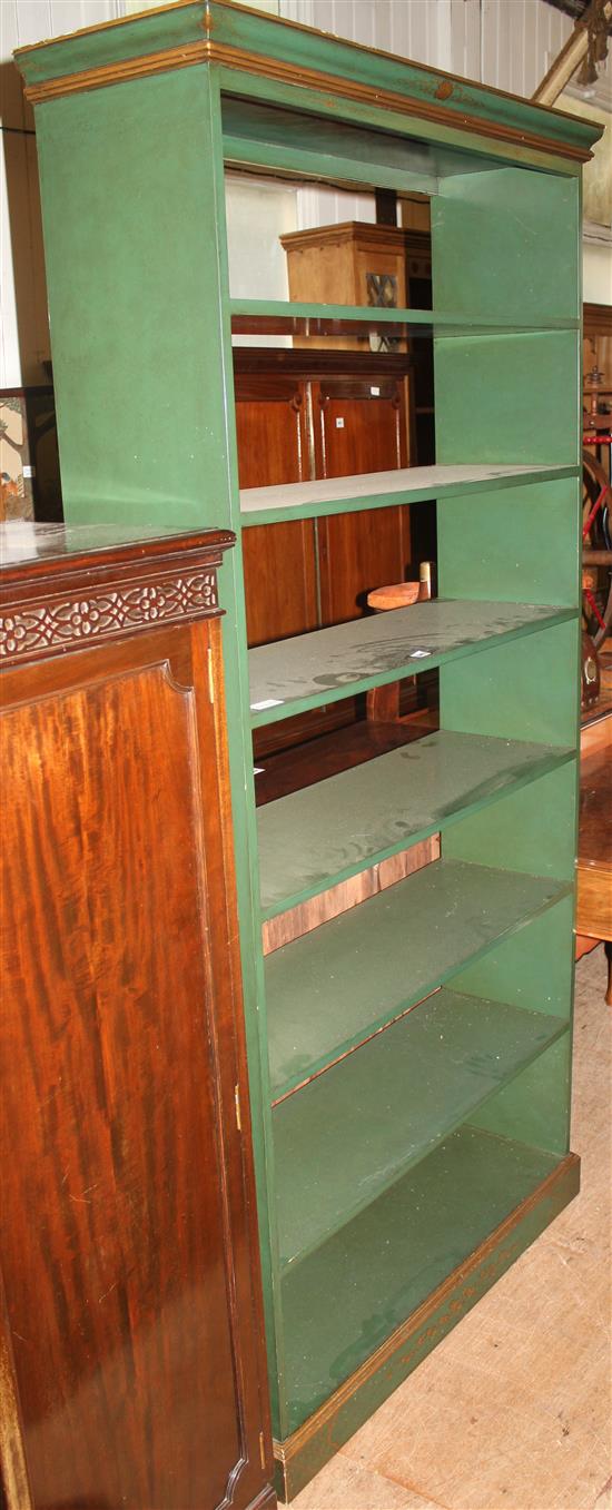 Green and gilt bookshelf